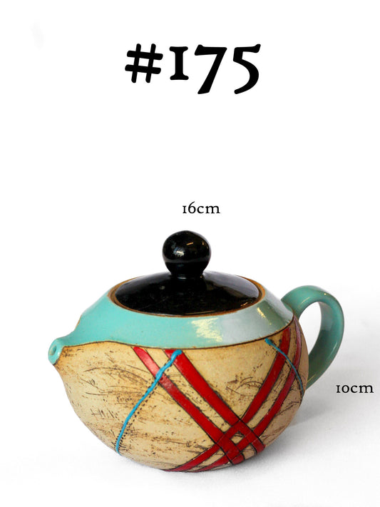 Tea pot - Turquoise/black lid small